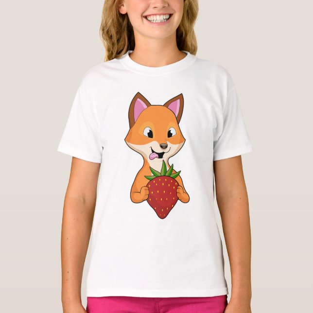 Fox with Strawberry T-Shirt (Front)
