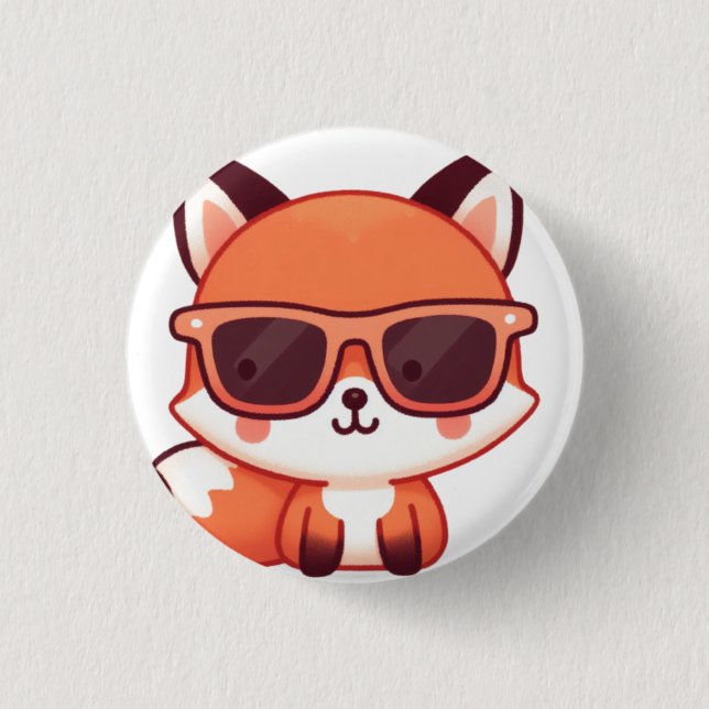 fox with sunglasses button (Front)