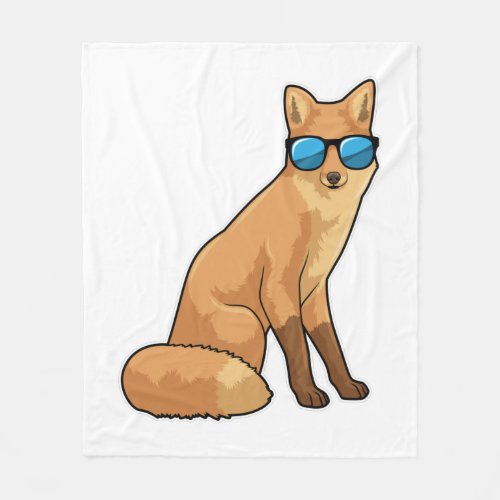 Fox with Sunglasses Fleece Blanket