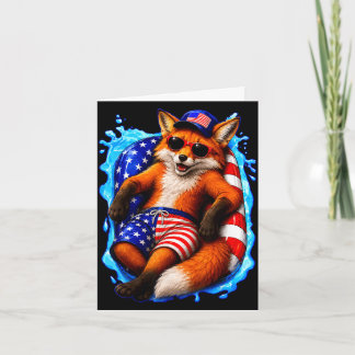 Fox with sunglasses patriotic animal summer pool card