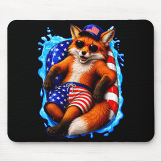 Fox with sunglasses patriotic animal summer pool mouse pad