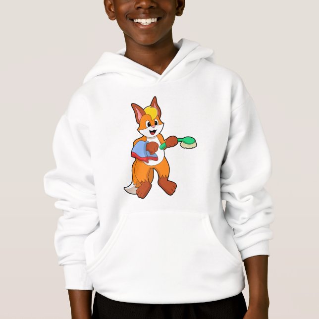 Fox with Towel & Brush Hoodie (Front)