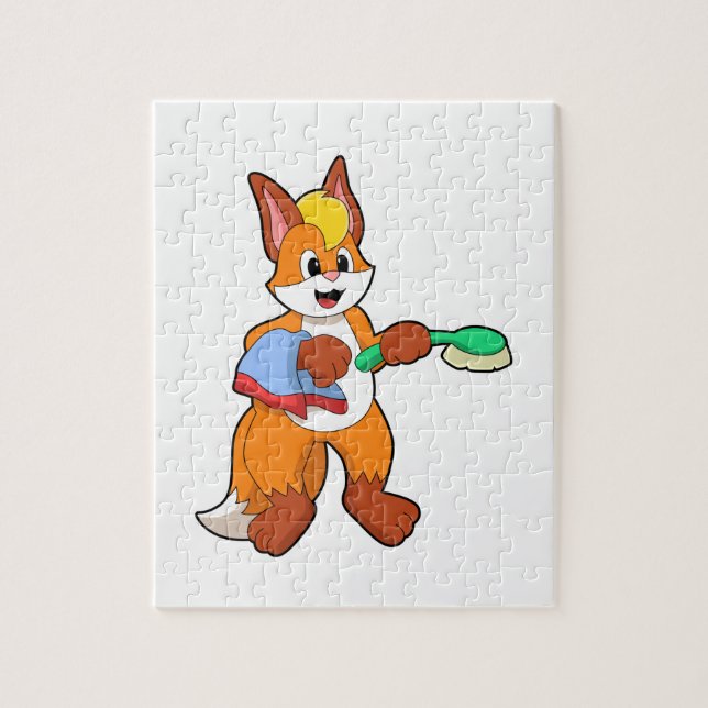 Fox with Towel & Brush Jigsaw Puzzle (Vertical)