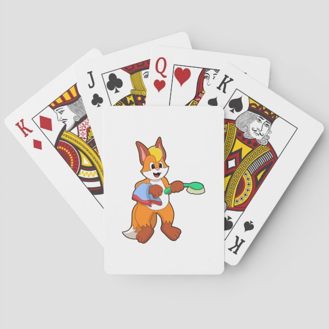 Fox with Towel & Brush Poker Cards (Back)