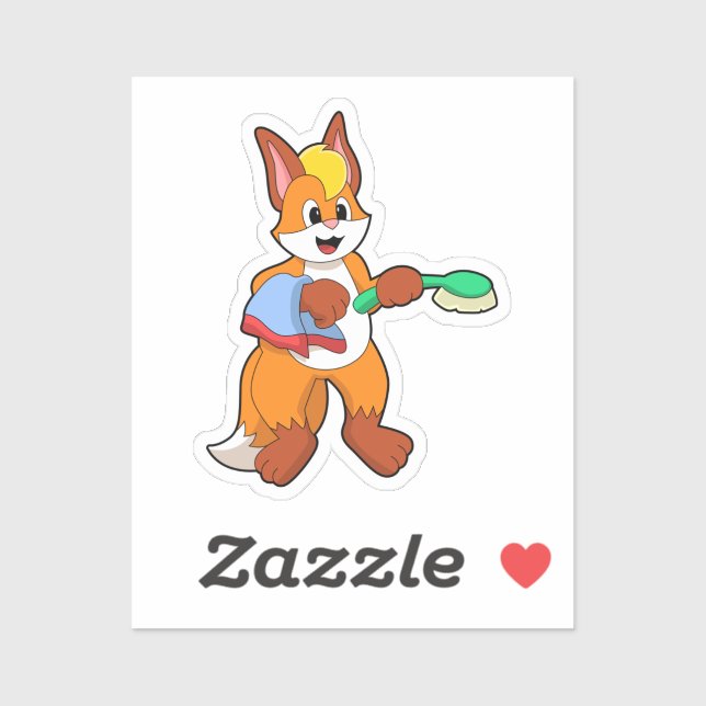 Fox with Towel & Brush Sticker (Sheet)