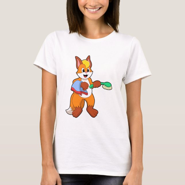 Fox with Towel & Brush T-Shirt (Front)