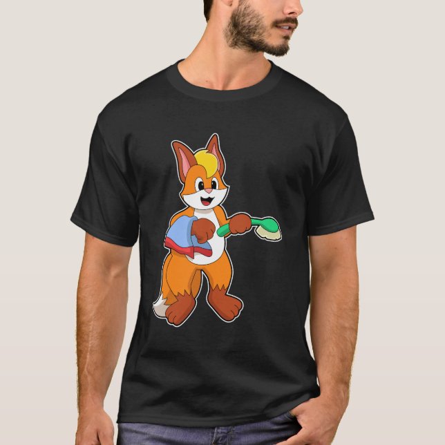 Fox with Towel & Brush T-Shirt (Front)
