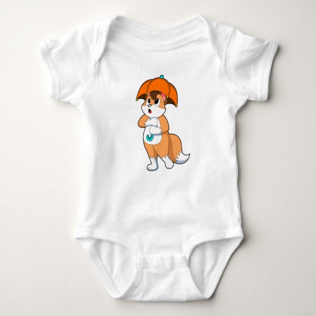 Fox with Umbrella Baby Bodysuit (Front)