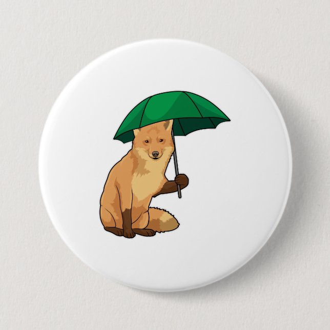 Fox with Umbrella Button (Front)