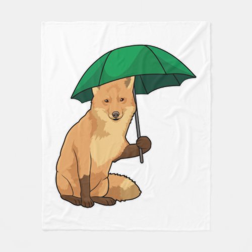 Fox with Umbrella Fleece Blanket