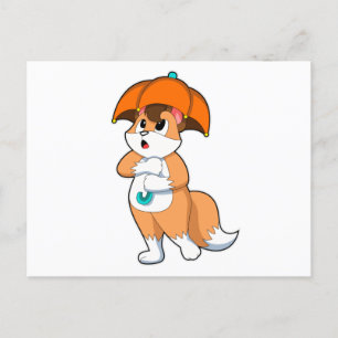 Fox with Umbrella Postcard