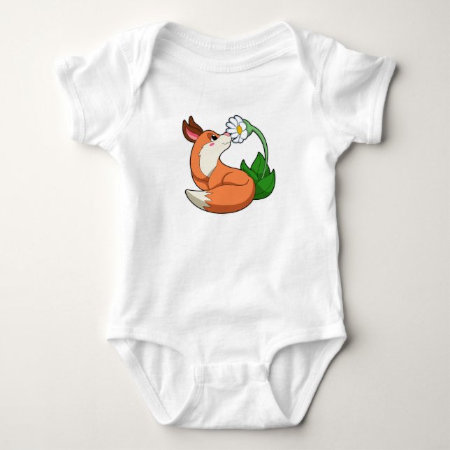Fox with white Flower Baby Bodysuit (Front)