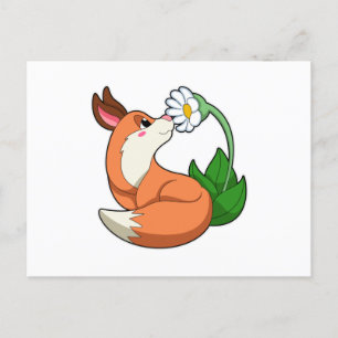 Fox with white Flower Postcard