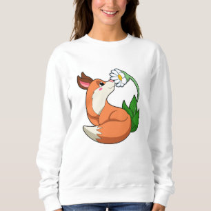 Fox with white Flower Sweatshirt