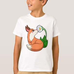Fox with white Flower T-Shirt