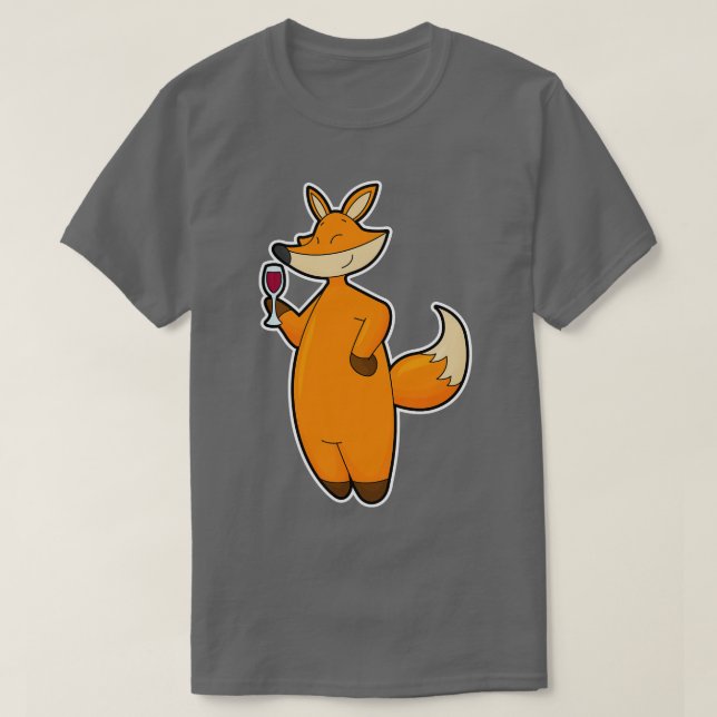 Fox with Wine glass T-Shirt (Design Front)