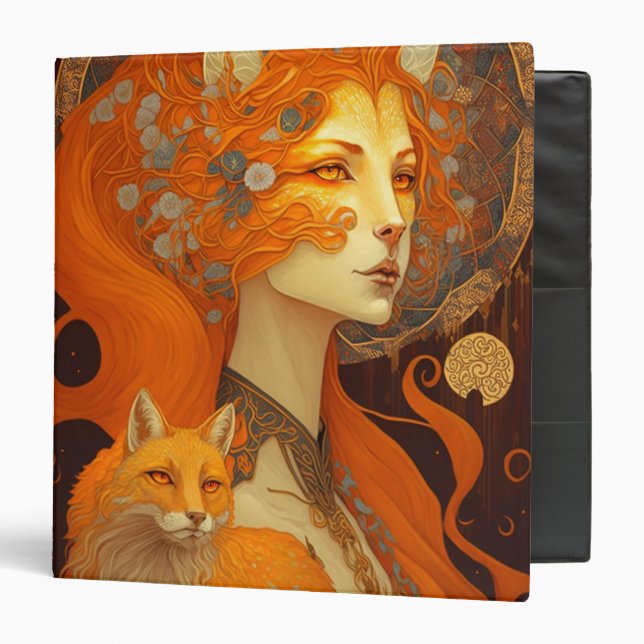 Fox Woman Fantasy Art 3 Ring Binder (Front/Inside)