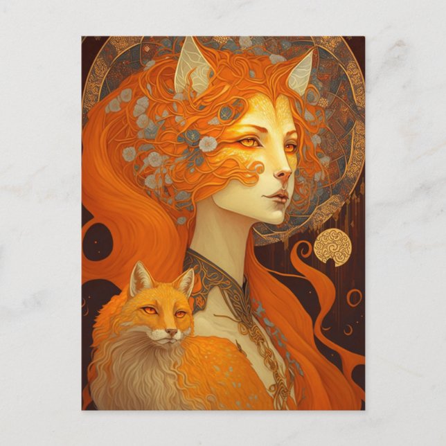 Fox Woman Fantasy Art Postcard (Front)