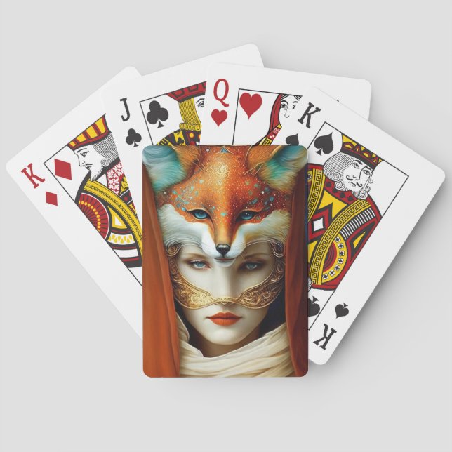 Fox Woman Surreal Fantasy Art Poker Cards (Back)