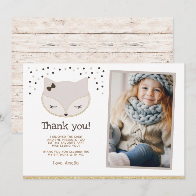 Fox, Wonderland Thank you cards with photo (Front/Back)