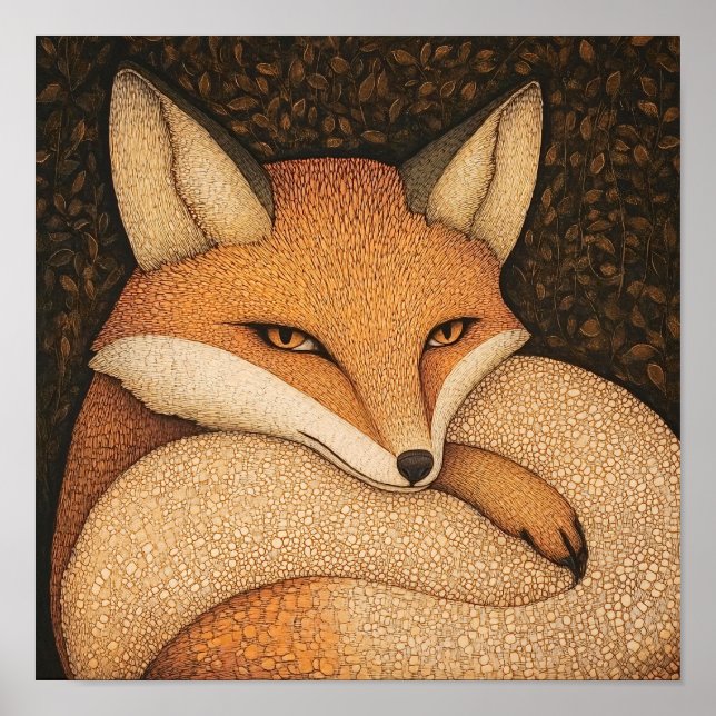 Fox Woodland Animal Art Painting Poster (Front)