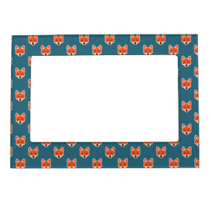 Fox Woodland Animal Cute Blue Pattern Magnetic Frame