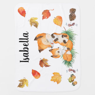 Fox Woodland Baby Blanket with Customizable Name