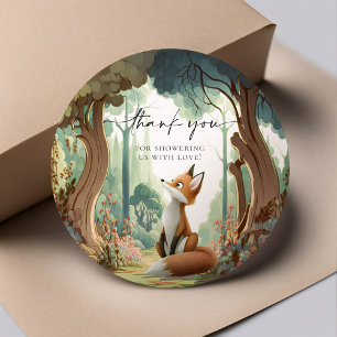 Fox Woodland Baby Shower Classic Round Sticker