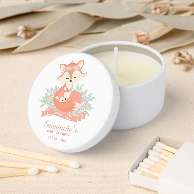 Fox Woodland Baby Shower Favor Thank You Mini Candle Favors (Insitu)