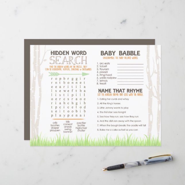 Fox Woodland Baby Shower Placemat Activity Sheet (Front/Back In Situ)