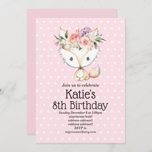 fox woodland cute invitation