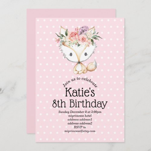 fox woodland cute invitation