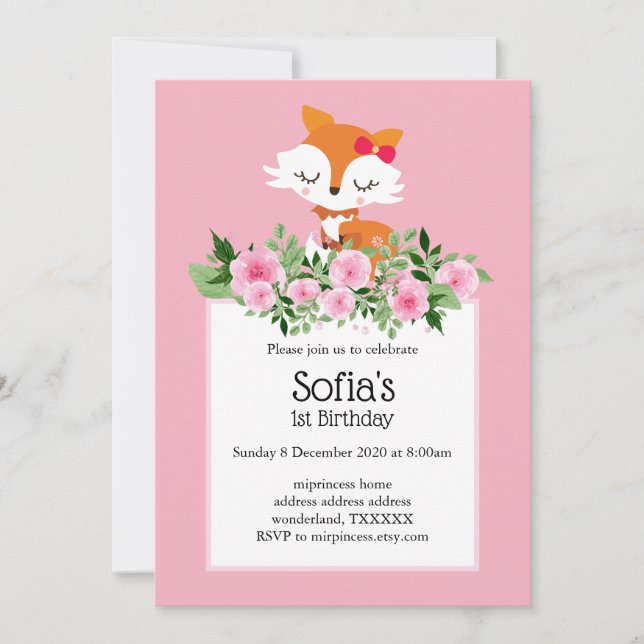 fox woodland, cute invitation (Front)