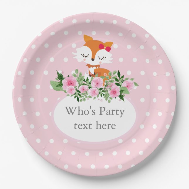 fox, woodland, cute paper plates (Front)