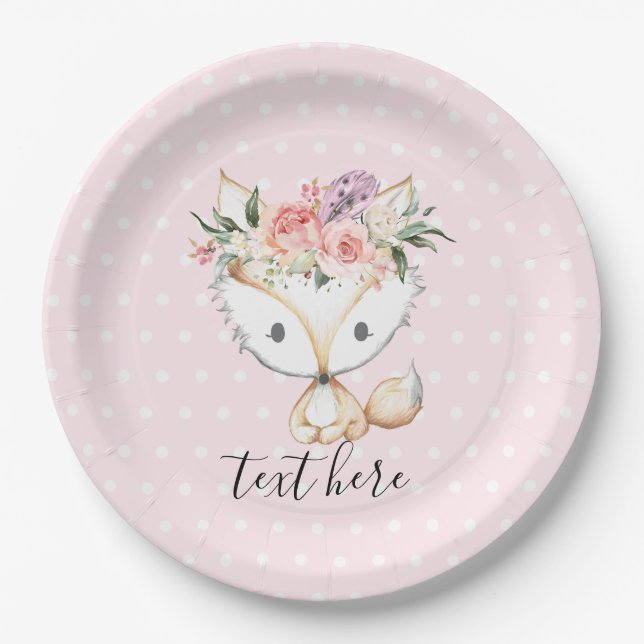 fox woodland, cute paper plates (Front)
