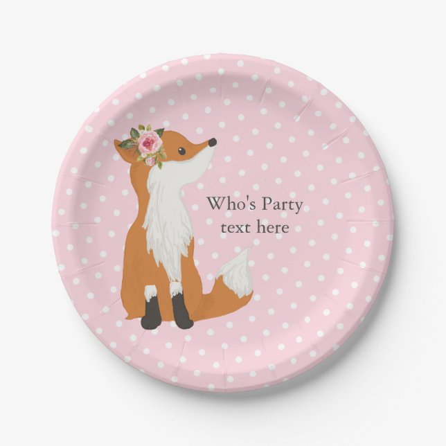 fox woodland, cute paper plates (Front)