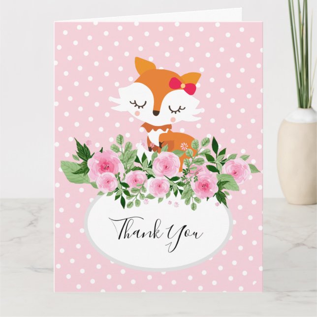 fox woodland, cute thank you card (Front)