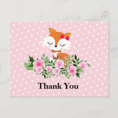 fox woodland cute thank you card