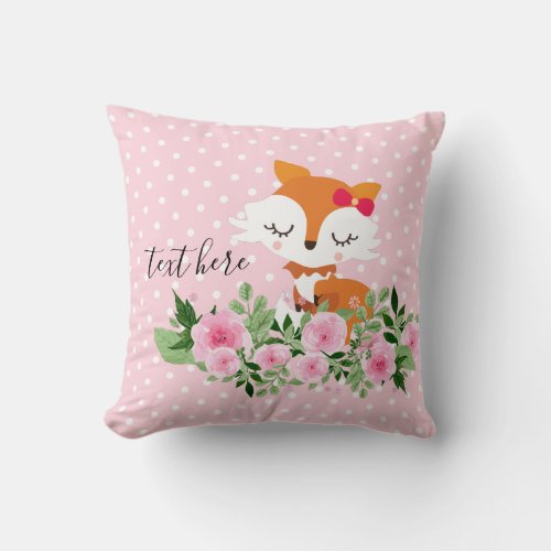 fox woodland cute throw pillow