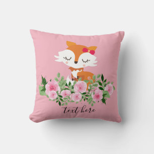 fox woodland, cute throw pillow
