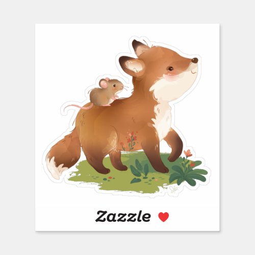 Fox  Woodland Forest Rustic Animal Illustration Sticker