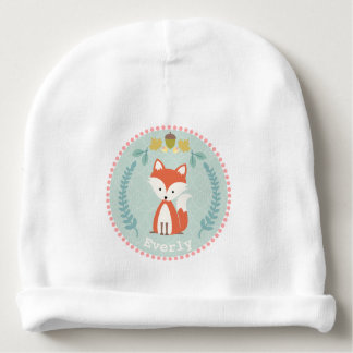 Fox Wreath Personalized Baby Beanie
