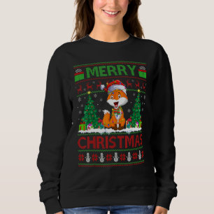 Fox Xmas Tree Lights Ugly Santa Fox Christmas Sweatshirt