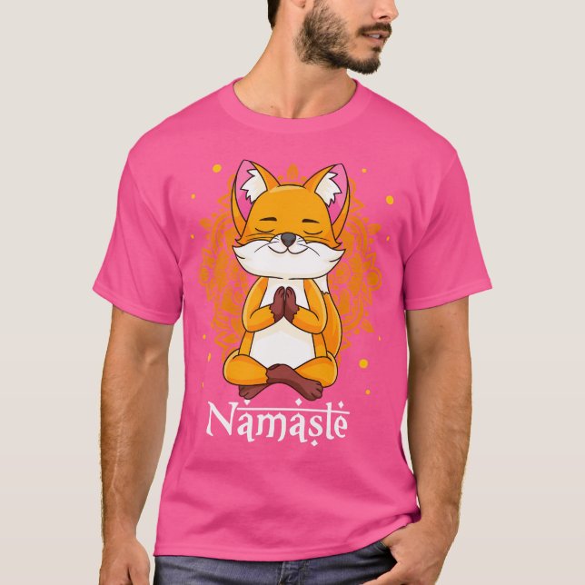 Fox Yoga Namaste Fox Lovers Cute Namaste Yoga T-Shirt (Front)