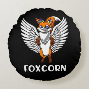 Foxcorn Magical Fox Unicorn Funny Animal Round Pillow