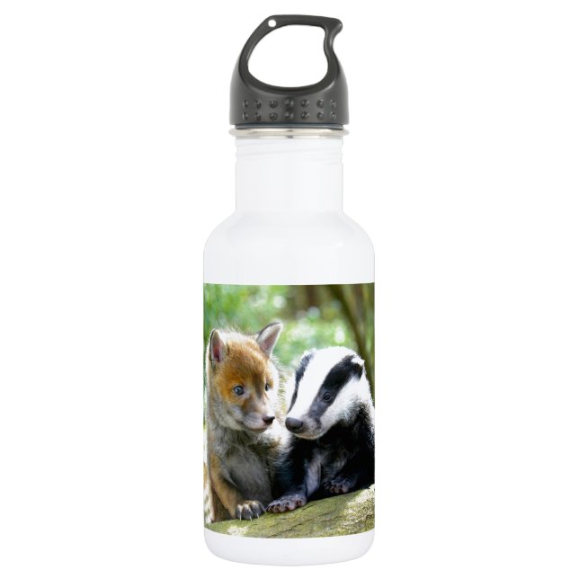 Foxcub & Badger Cute! Water Bottle (Front)