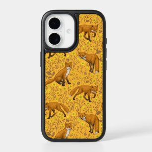 Foxes and buttercups on orange iPhone 17 case