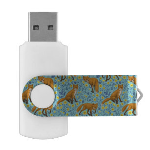 Foxes and buttercups on pool blue flash drive