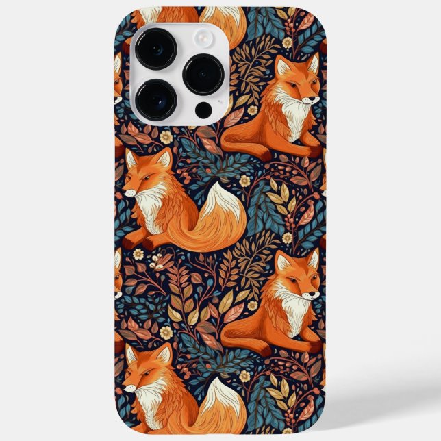 Foxes and Leafs Pattern Case-Mate iPhone Case (Back)
