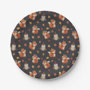 Foxes and Owl Woodland Fall Kids Birthday Party Paper Plates